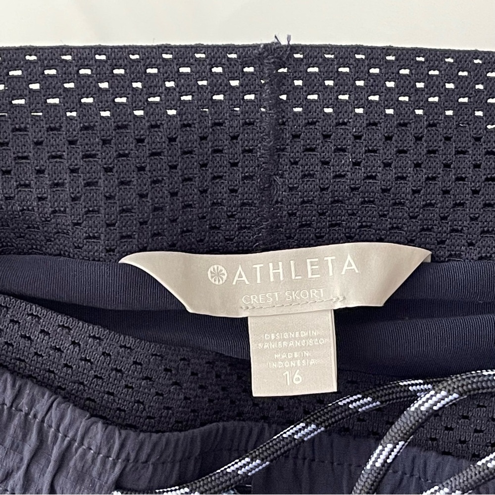 Athleta Crest Skort 16 Navy Ripstop High Rise Elastic Waist Pull On Stretch - Picture 7 of 8
